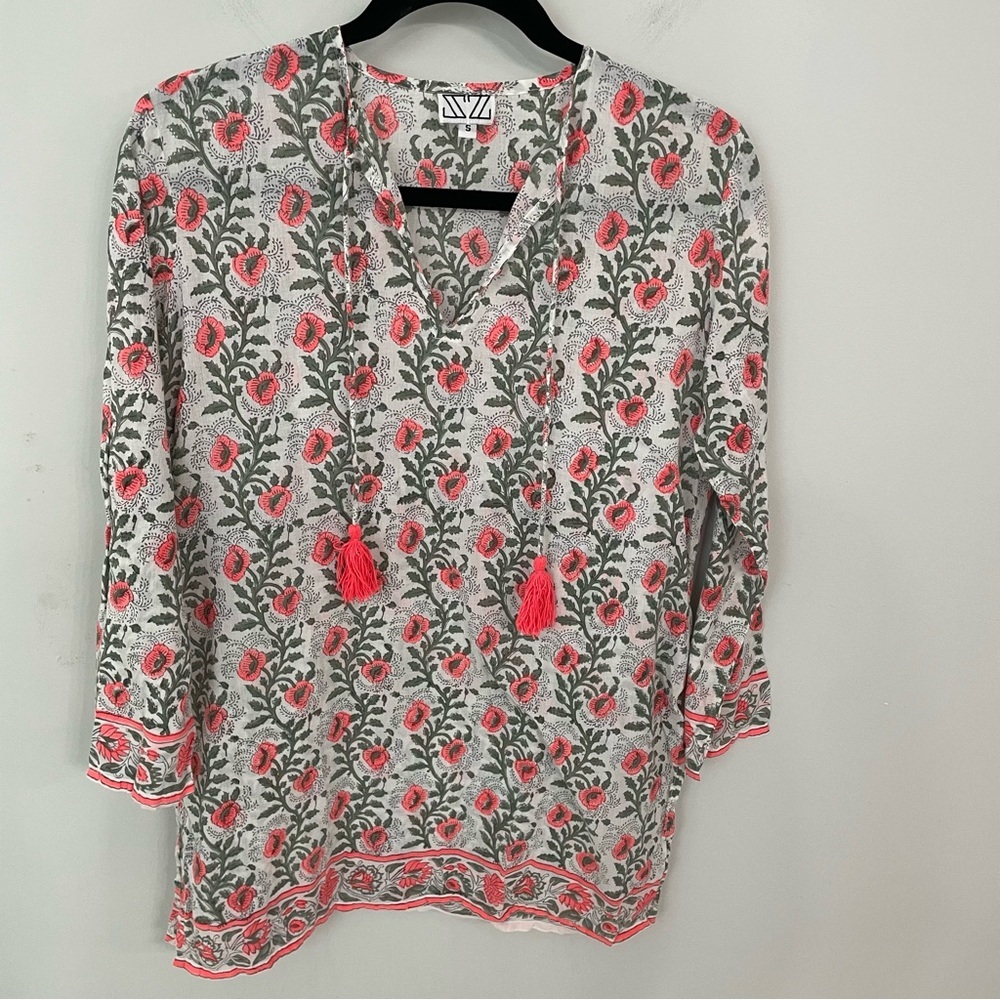 SZ Blockprints 100% Cotton Tunic Boho Coastal  Floral. 16